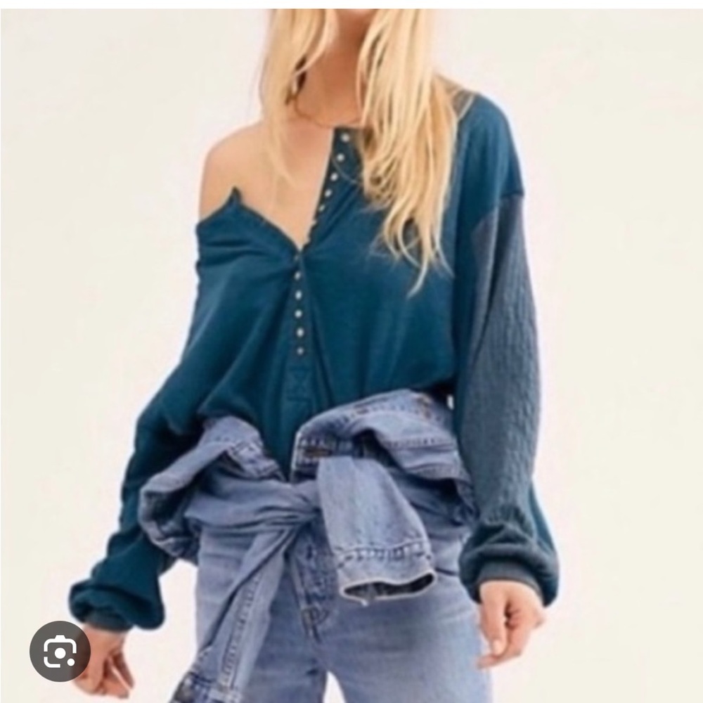Free People We The Free Back At It Henley Teal